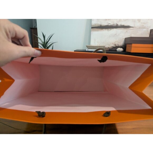 Hermes Orange Paper Shopping Tote Gift Bag With Handles 16x16x6 - Picture 7 of 10
